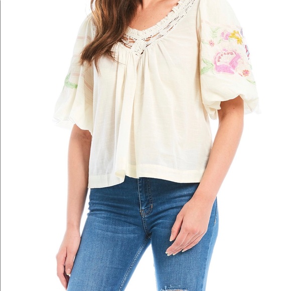Free People Tops - Free People Bohemian ivory blouse size M